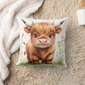 Oreiller jeté de vache des Highlands mignon pour l