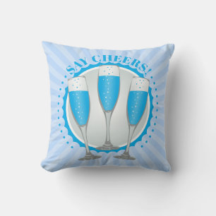 Oreiller jeté de verres à champagne Mimosa Blue