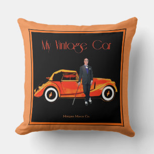 Oreiller jeté de voiture de sport vintage orange