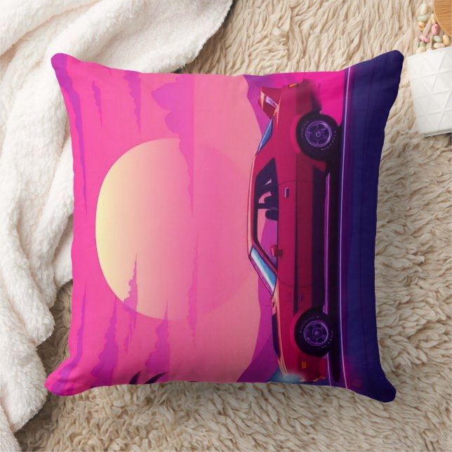 Oreiller Jeté de Voiture Synthwave Rétro 80 Couche (Couverture)
