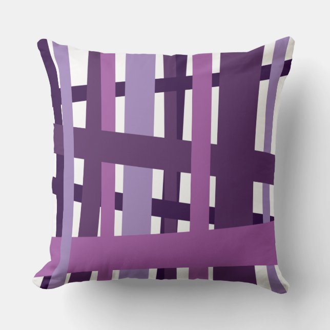Oreiller jeté DESIGN LIGNES FOLLES VIOLET Rétro (Recto)