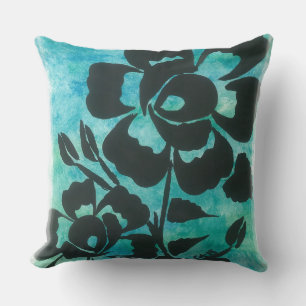 Oreiller Jeté Design Silhouette Bleu & Noir