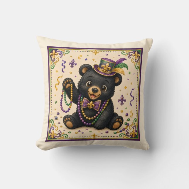 Oreiller jeté d'ours noir mignon du Sud (Recto)