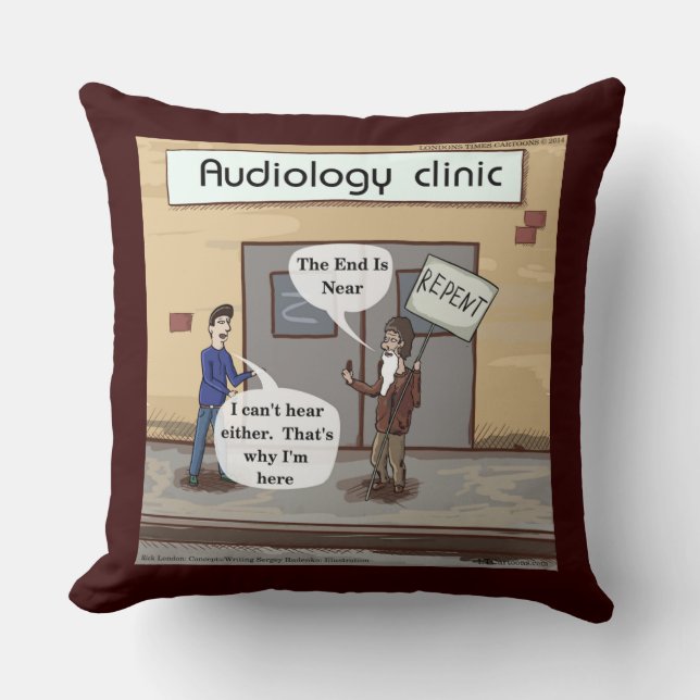 Oreiller jeté drôle Repentir à l'audiologie (Recto)