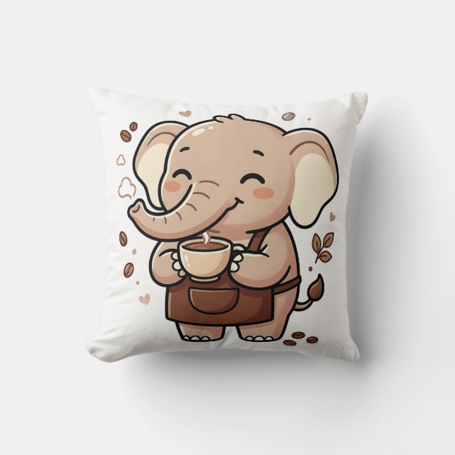 Oreiller jeté éléphant kawaii (Recto)