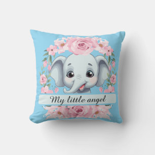 Oreiller jeté éléphant rose personnalisé