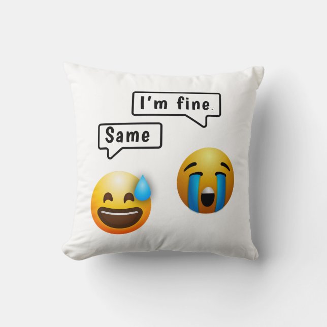 Oreiller jeté Emoji Visage Souriant Mignon (Recto)