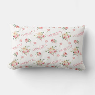 Oreiller jeté en broderie florale rose Blush