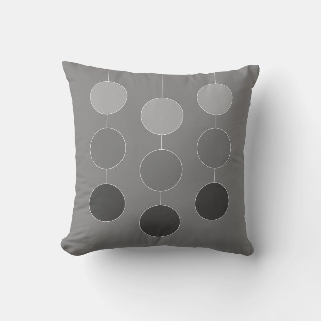 Oreiller jeté en cercles suspendus gris élégant (Recto)