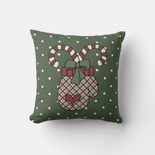 Oreiller jeté en forme de moufle de Noël (Recto)