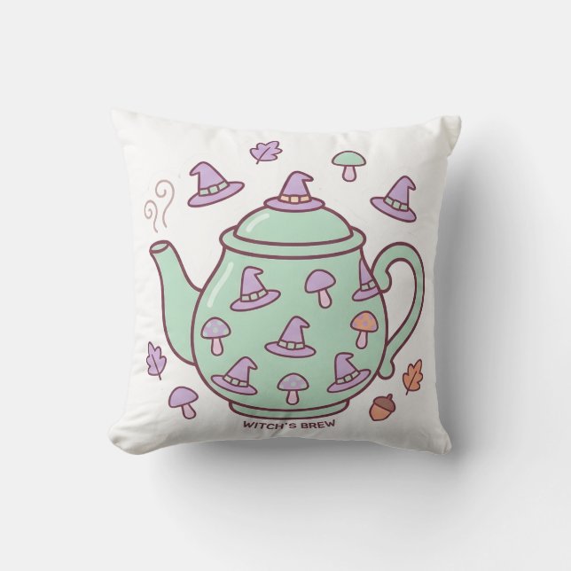 Oreiller jeté en forme de théière « Pastel Kawaii  (Recto)