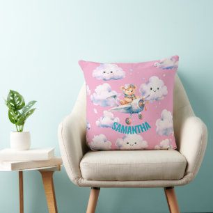 Oreiller jeté en forme d'ours en peluche aviateur