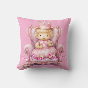 Oreiller jeté en forme d'ours en peluche rose pers