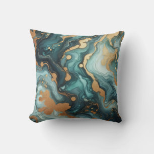 Oreiller jeté en marbre à encre alcoolique Turquoi