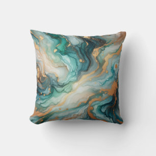 Oreiller jeté en marbre à encre alcoolique Turquoi