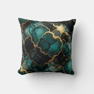 Oreiller jeté en marbre à encre alcoolique Turquoi