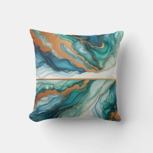 Oreiller jeté en marbre à encre alcoolique Turquoi