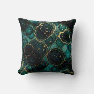 Oreiller jeté en marbre à encre alcoolique Turquoi