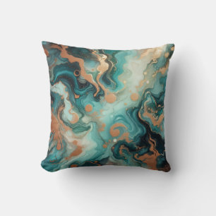 Oreiller jeté en marbre à encre alcoolique Turquoi