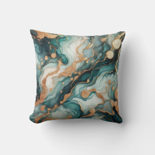 Oreiller jeté en marbre à encre alcoolique Turquoi