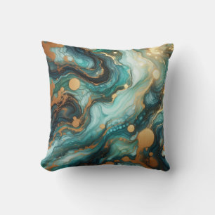 Oreiller jeté en marbre à encre alcoolique Turquoi