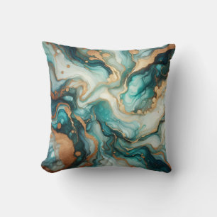 Oreiller jeté en marbre à encre alcoolique Turquoi