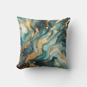 Oreiller jeté en marbre à encre alcoolique Turquoi