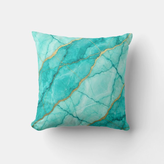 Oreiller jeté en marbre de luxe moderne Turquoise  (Recto)