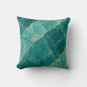 Oreiller jeté en marbre de luxe moderne Turquoise