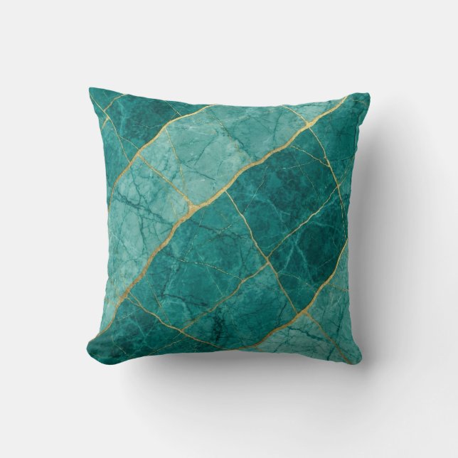 Oreiller jeté en marbre de luxe moderne Turquoise  (Recto)