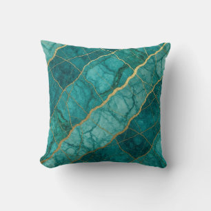 Oreiller jeté en marbre de luxe moderne Turquoise