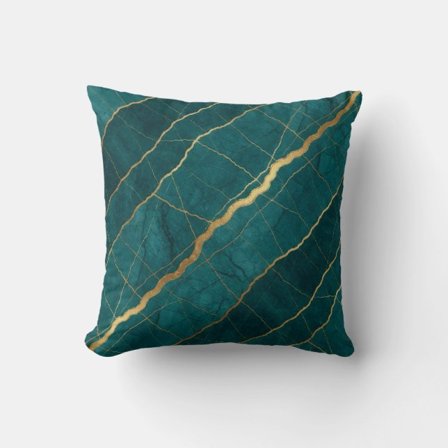 Oreiller jeté en marbre de luxe moderne Turquoise  (Recto)
