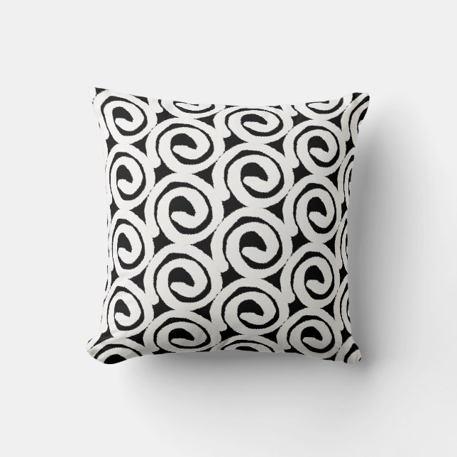 Oreiller jeté en spirale noir et blanc moderne (Recto)