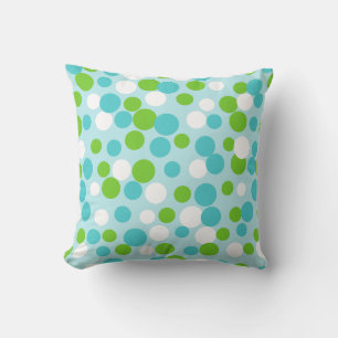 Oreiller jeté été points Aqua Lime Rétro