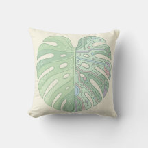 Oreiller jeté feuille de Monstera circuit cybernét