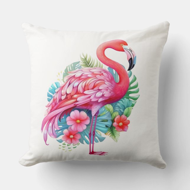 Oreiller jeté flamant rose (Recto)
