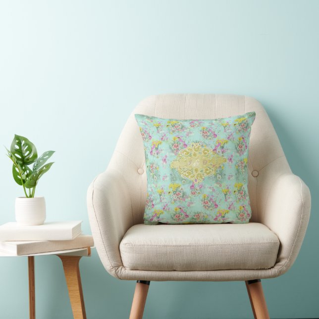 Oreiller jeté Fleurs Classiques de Retro Meadow (Chaise)