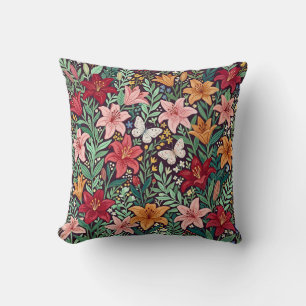 Oreiller jeté Fleurs de cottage abstraites Papillo