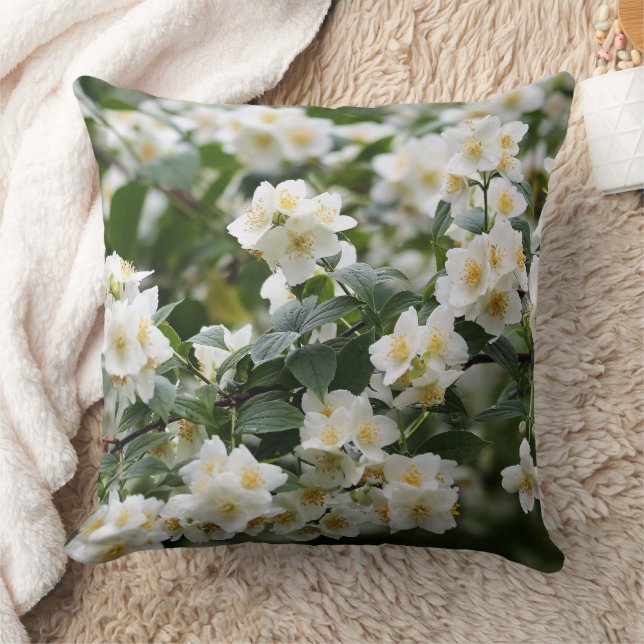 Oreiller jeté Fleurs de Jasmin Nom Personnalisé (Couverture)