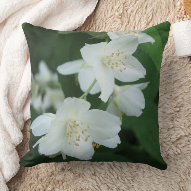 Oreiller jeté Fleurs de Jasmin Nom Personnalisé (Couverture)