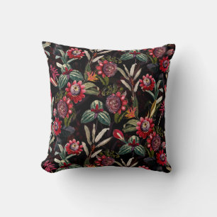 Oreiller jeté Fleurs de la Passion Vintage Sombres