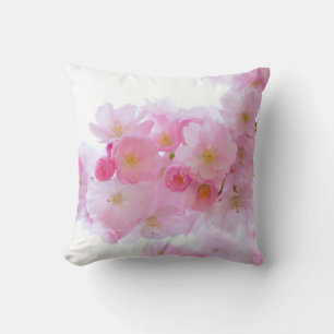 Oreiller jeté floral à fleurs de cerisier rose jap