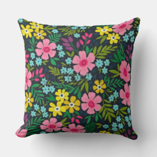 Oreiller jeté floral | Coussin de fleurs coloré