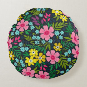 Oreiller jeté floral Coussin rond de fleurs colo