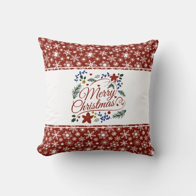 Oreiller jeté Floral Joyeux Noël (Recto)
