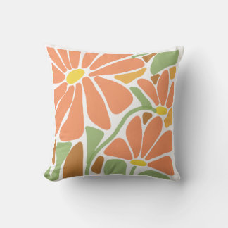 Oreiller jeté floral orange moderne | Botanique au