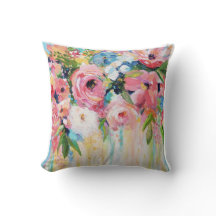 Oreiller jeté floral rose