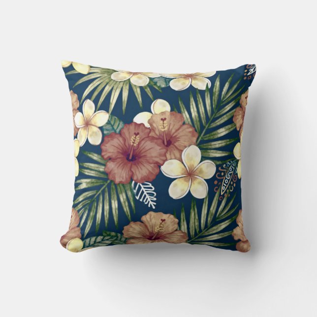 Oreiller jeté floral tropical audacieux (Recto)