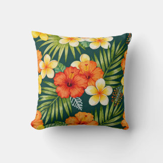 Oreiller jeté floral tropical audacieux
