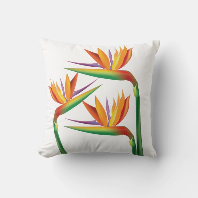 Oreiller jeté floral tropical de l'oiseau de parad (Recto)